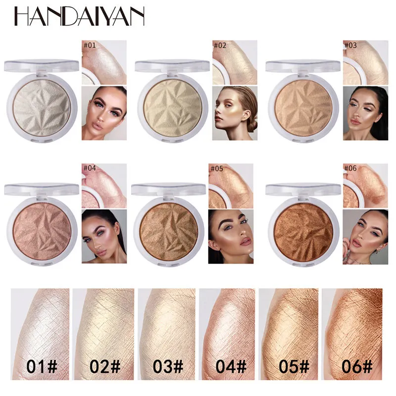 6 цветов хайлайтер макияж пудра осветитель Осветление ЛИЦА прессованный легко