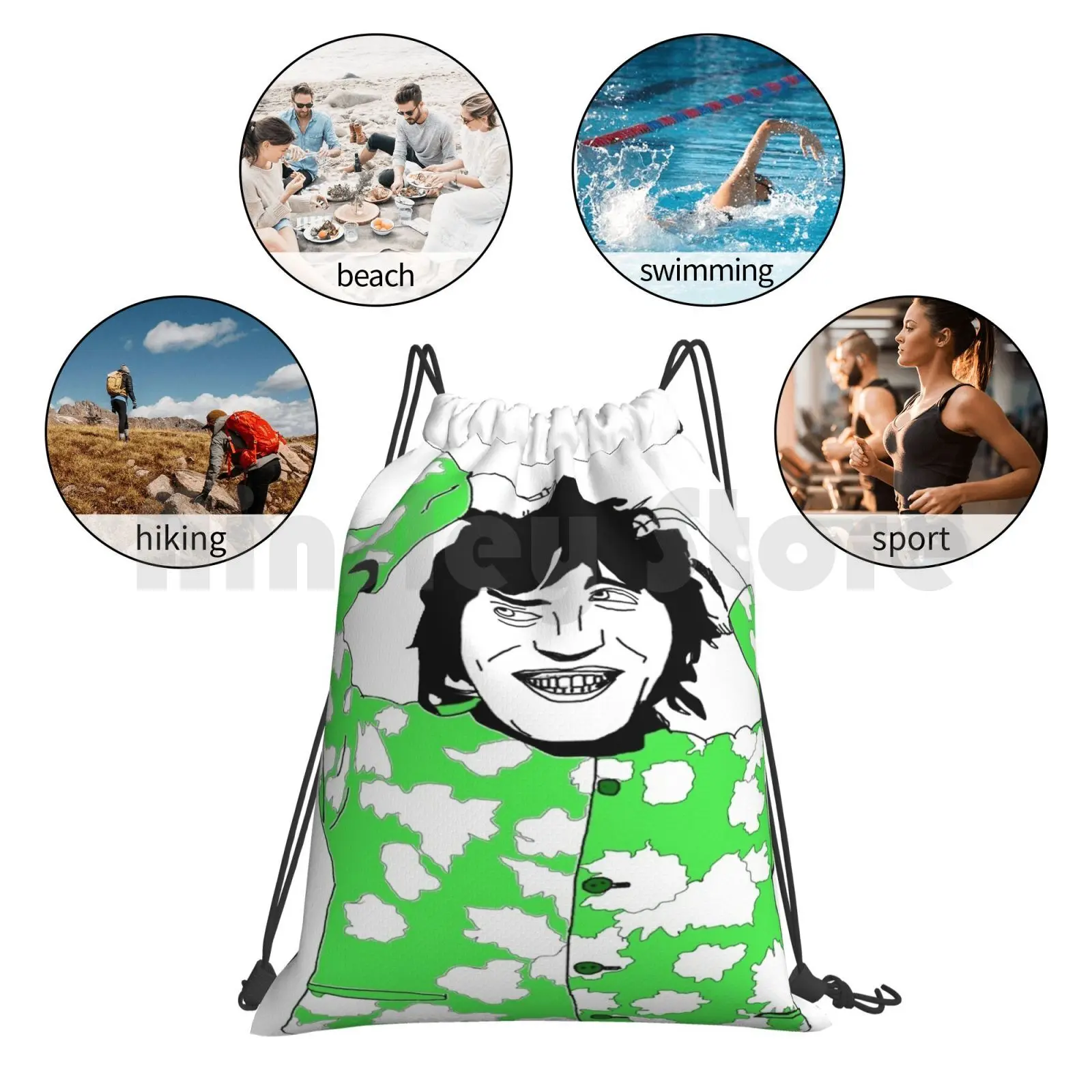 

Noel Fielding In Green Backpack Drawstring Bag Riding Climbing Gym Bag Noel Fielding Cool Green
