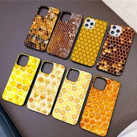 golden honeycomb honey bee phone case for iphone 11 8 7 6 6s plus x xs max 5 5s se 2020 xr 11 pro diy capa