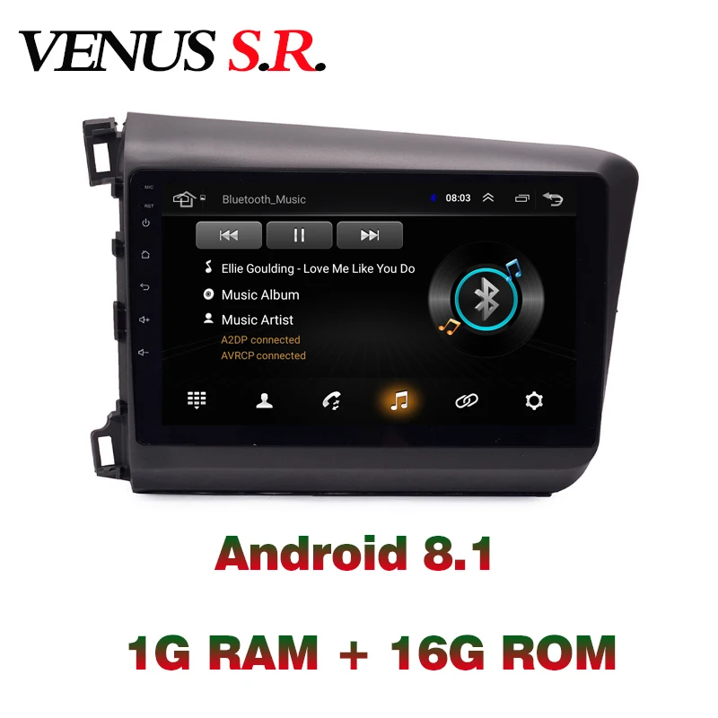 Автомобильный dvd-плеер VenusSR на Android 8 1 2.5D для Honda civic 2012-2015 мультимедийное головное