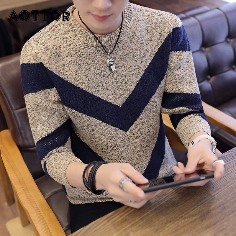 

Half-neck Sweater Men 2022 Winter New Round Collar clothes Lazy Wind Solid Color Sweater Personality Slim Fit Sweater Men