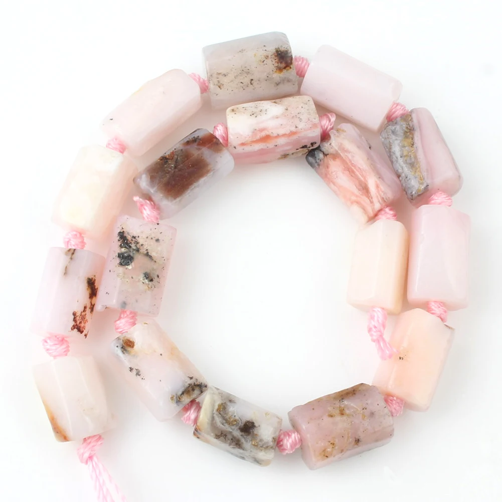 Бусины из натурального розового опала 8*11 мм цилиндрические граненые бусины