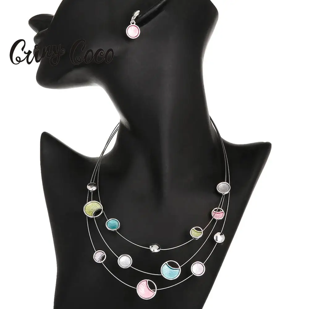 Ожерелье женское многослойное эмалированное круглое из сплава|Колье| |