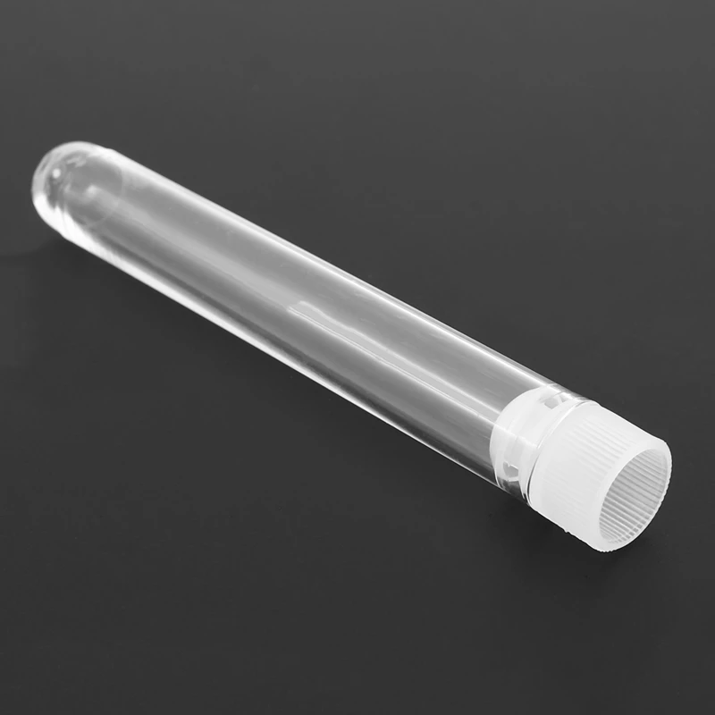 

100Pcs Clear Plastic Test Tubes with White Screw Caps Sample Containers Bottles Push Caps 12X75mm