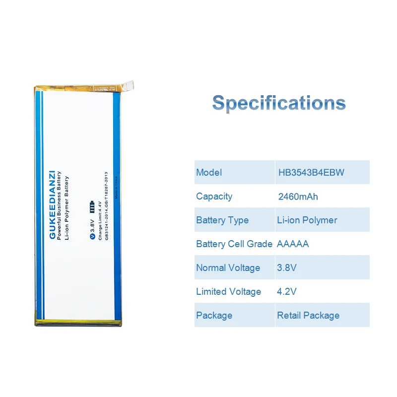 Аккумулятор GUKEEDIANZI для телефона Huawei Ascend P7 L07 L09 L00 L10 L05 L11 2460 мАч HB3543B4EBW
