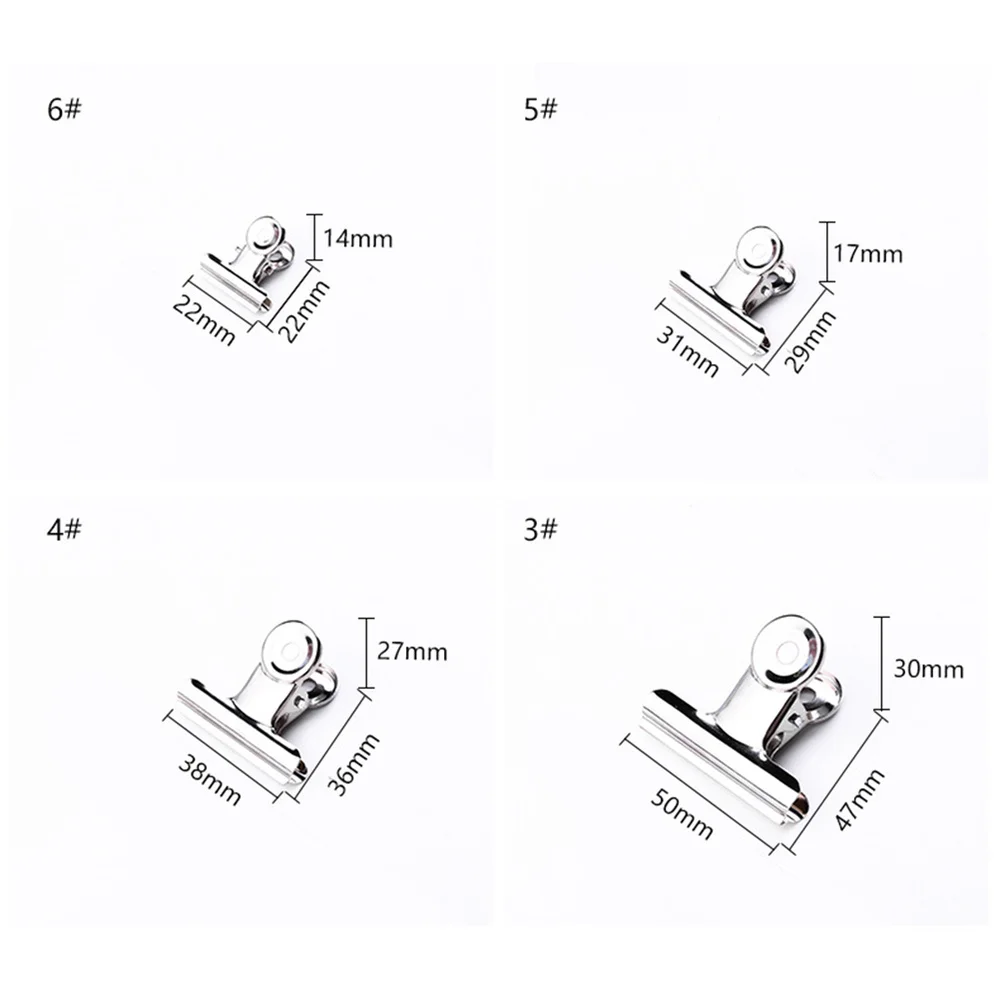 

30pcs Stainless Steel Clips Circular Clamp Bill Fold Stationery Clip for Office School (Silver)