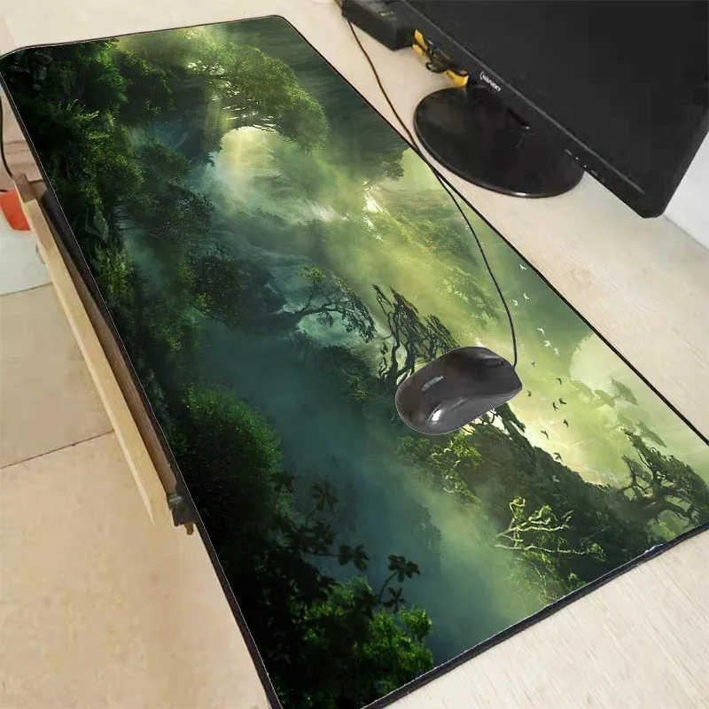 

Fantasy Forest Green Landscape Tree Large Gaming Mouse Pad Computer Big Mouse Mat Lock Edge Mousepad Keyboard Desk Mat