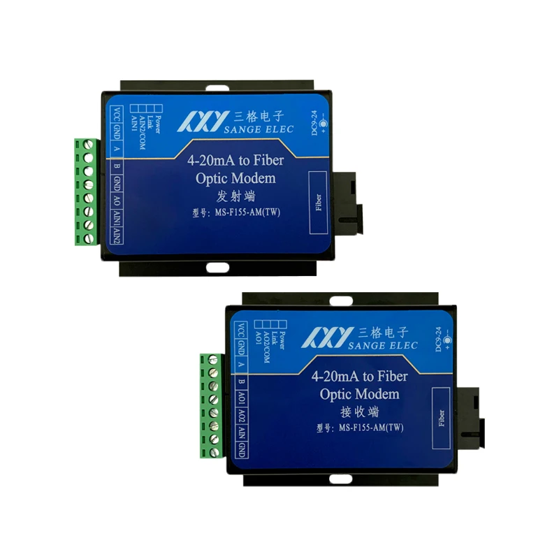 M&oacute;dulo de recolecci&oacute;n de corriente a fibra &oacute;ptica, transceptor de conversi&oacute;n, comunicaci&oacute;n bidireccional 485, 2 canales, 4-20mA-0