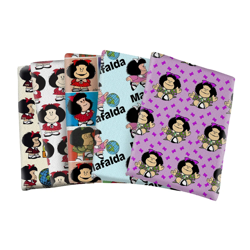 

Cartoon Mafalda DIY Sewing Cloth Print Polyester Fabric Twill Fabric for Curtain Pillowcase Home Textile 50*145cm
