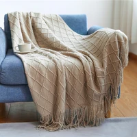 simple solid nordic sofa comfortable office cover soft home decor blanket thick knitted winter blanket