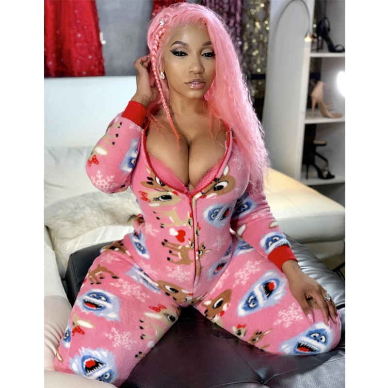 

Женская рождественская Пижама-комбинезон олень с принтом снеговика, рубашка с длинными рукавами джинсовый комбинезон на каждый день с заст...