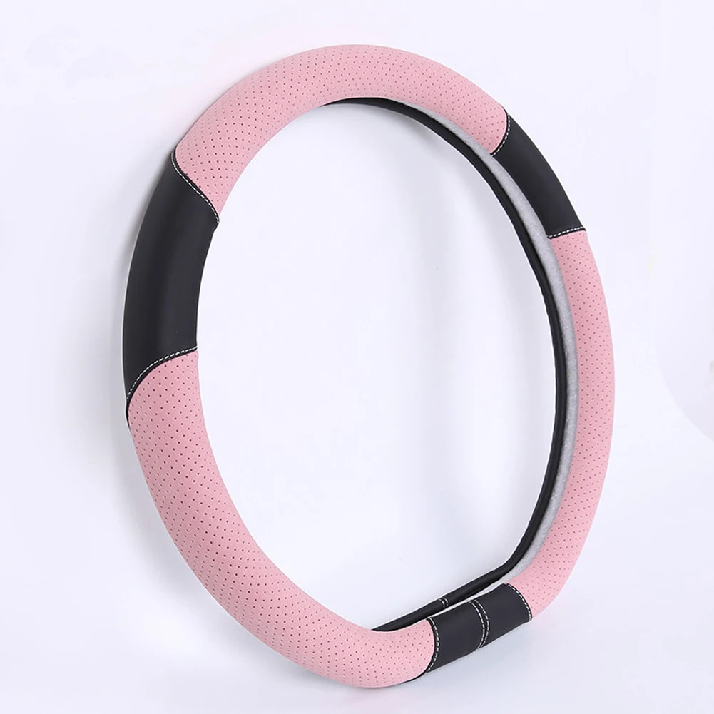 Универсальный 38 см D форма розовый кожаный чехол рулевого колеса автомобиля