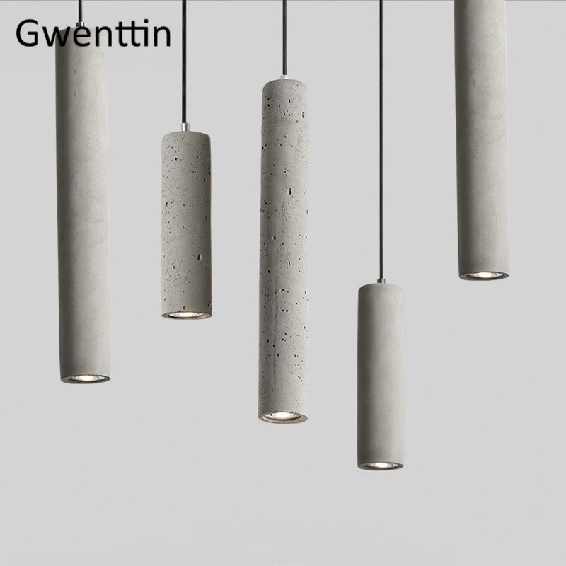 Cement Pendant Lamp Vintage Led Light Fixtures for Bedroom Cafe Stair Loft Industrial Hanglamp Suspension Luminaire Home Decor