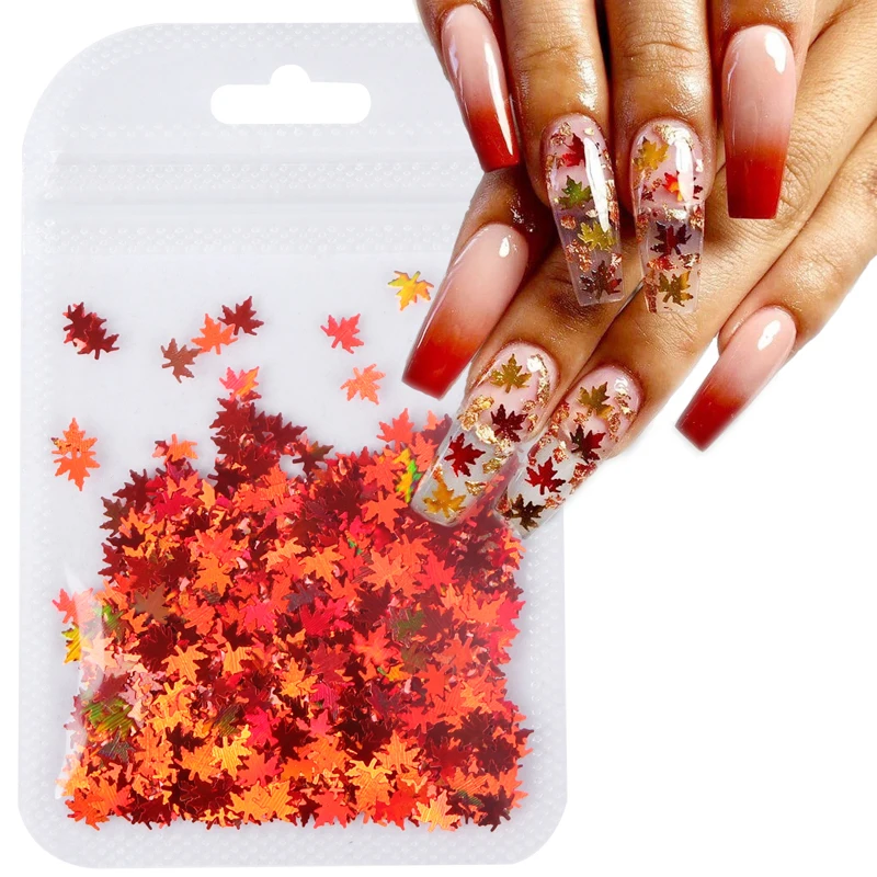 

Maple Leaf Glitter Sequin Holographic Laser Maple Leaf Design Sequin Nail Retouch Fashion DIY Christmas Fall Maple Leaf