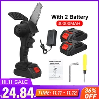 3000w 88v 4 inch mini electric chain saw with 2 battery rechargeable woodworking pruning one handed garden logging power tool