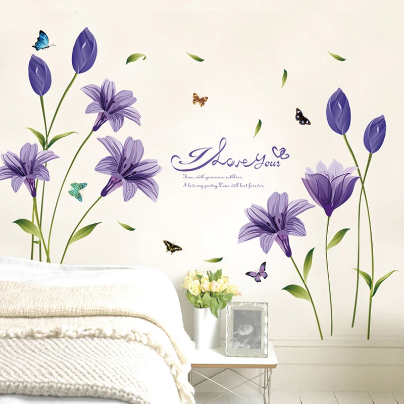 Настенные наклейки креативные на стену из ПВХ с цветами многоцветные деревом