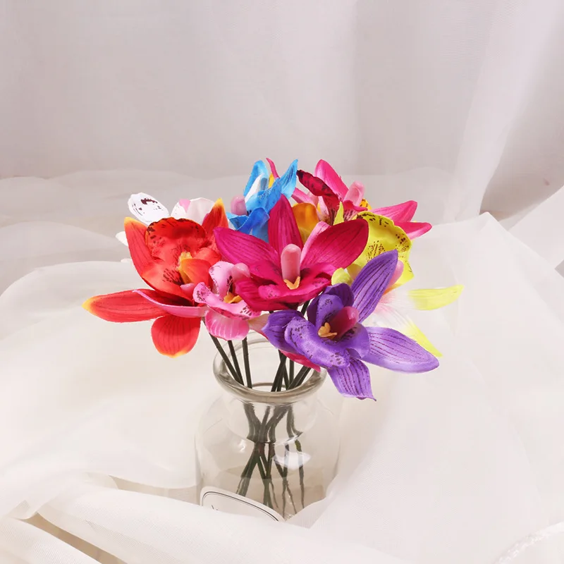 10PCS/LOT 8.5cm Silk Orchid Artificial Flower Head For Wedding Home Decoration Real Touch Orchis Cymbidium Flowers Plants | Дом и сад