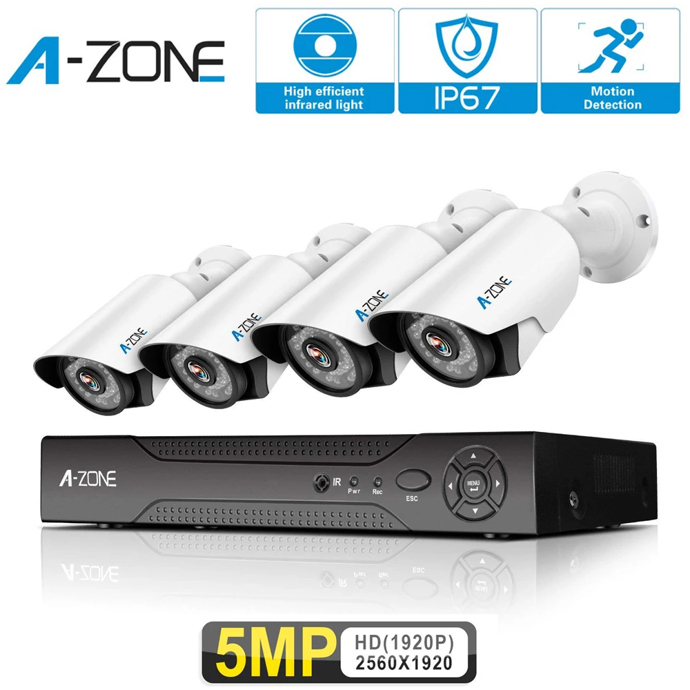 A ZONE 5.0MP 4ch HD CCTV видеонаблюдение Системы AHD DVR IP67 Ночное Видение Улица дома мини
