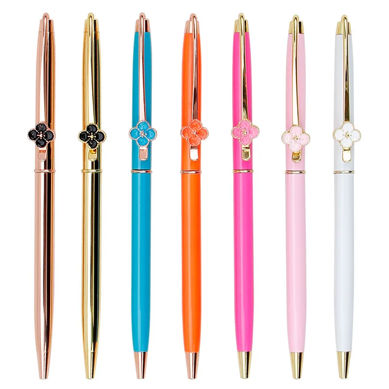

24PCS 2020 Four-Leaf Clover Pen Wholesale Fashion Korean Students Gift Metal Ballpoint Pens for Writing Stationery