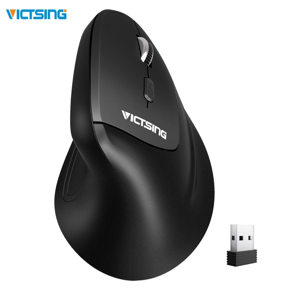 VicTsing черная беспроводная мышь Высокая точность USB оптическая игровая правая