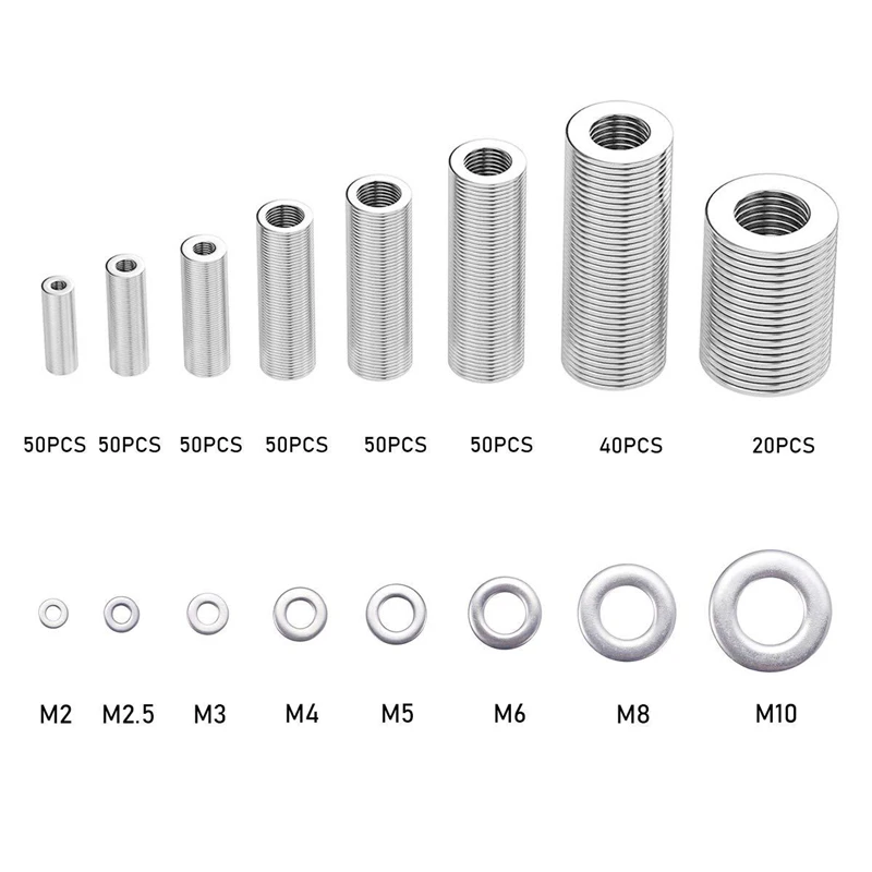 360Pcs Stainless Steel Sealing Solid Gasket Washer Kit M2 M2.5 M3 M4 M5 M6 M8 M10 Sump Plug Oil For General Repair Seal Ring Set |