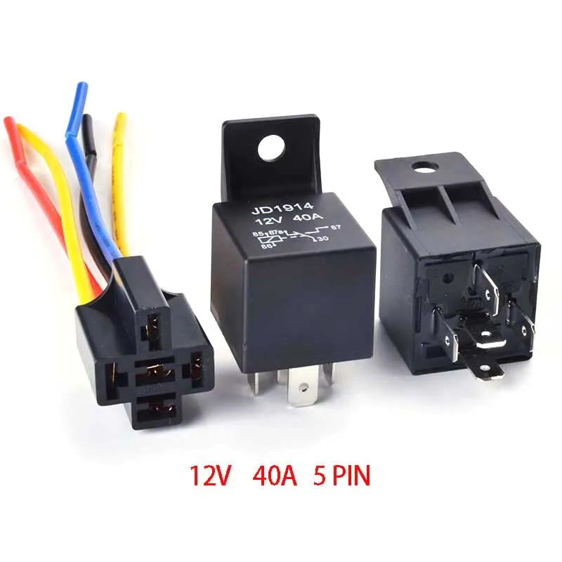 5Pcs/set JD1914 JD1912 Waterproof Automotive Relay Car 12V 40A 4Pin 5Pin 1NO 1NC Auto with Socket Universal  Строительство