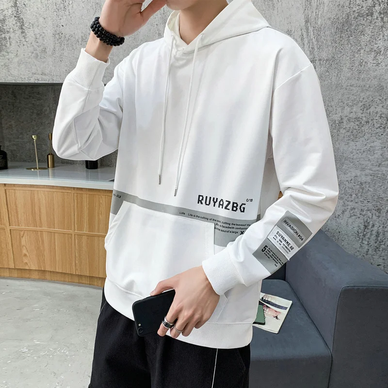 

2020 New Black White Men Casual Fashion Hoodies Hot Sale Man Sweatshirt Spring Autumn Clothing Size M-5XL
