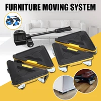 5 pcsset furniture mover set furniture mover tool transport lifter heavy stuffs moving wheel roller bar hand tools