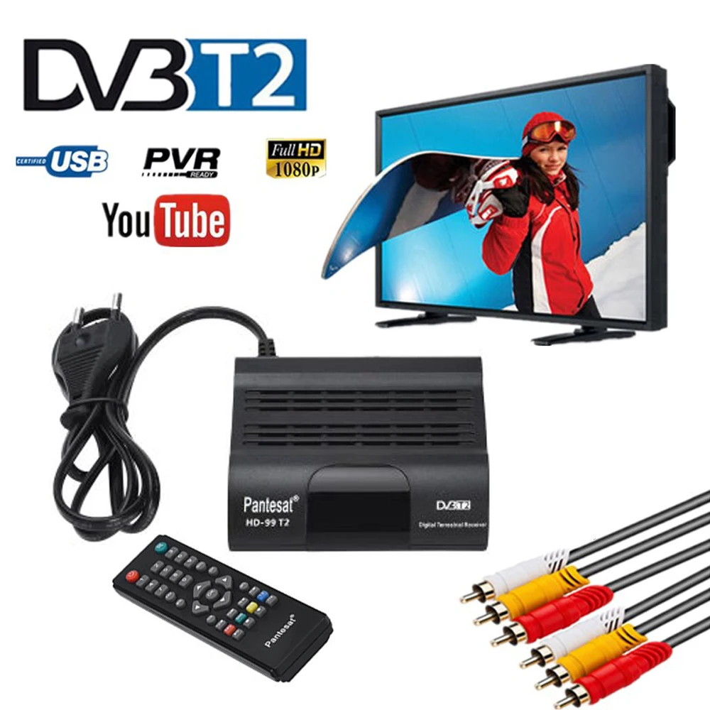 DVB T2 ТВ тюнер Full HD цифровой приемник TV Box C IP M3u Youtube русская ручная телеприставка H265