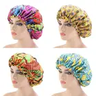 Новая очень большая шапочка для сна, тканевая шапочка с Африканским принтом из Анкары, шапочка с атласной подкладкой для сна, шапочка для сна в ночное время, Женский и детский тюрбан