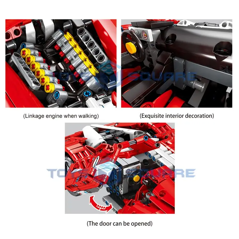 

The 1:14 Red FXX Super Speed Sports Racing Car MOC Bricks Model Building Blocks Set Gifts Educational Toys For Children