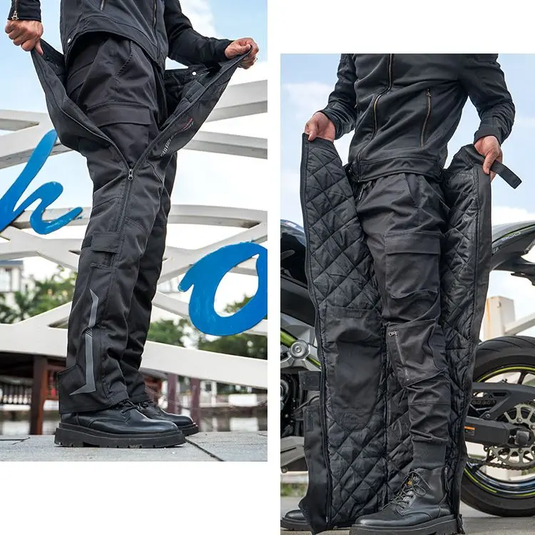 Star Field Knight Winter Motorcycle Pants Quick Take-off Waterproof CE Protection Pants Armor Black Ski Wear Men Motor Accessory