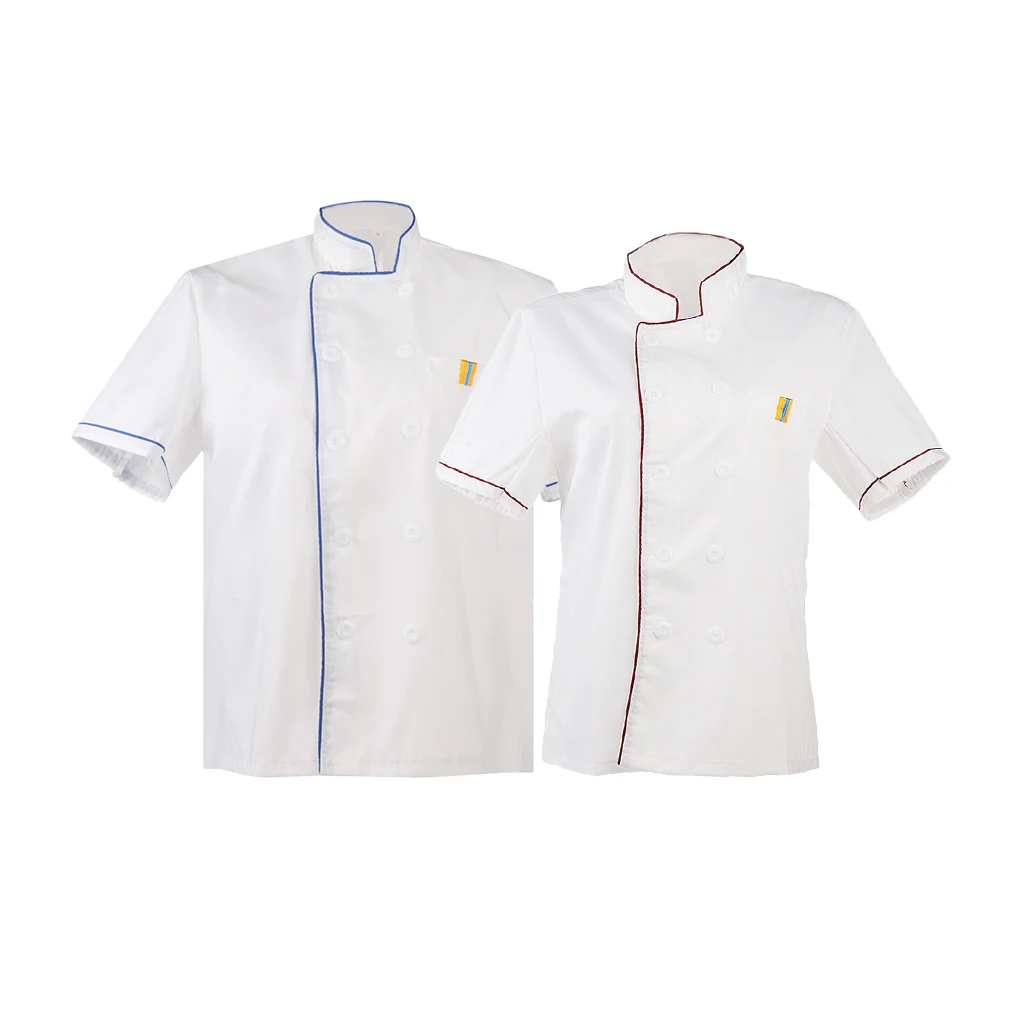 2/Набор белых курток шеф-повара кухонная форма рубашка с короткими рукавами