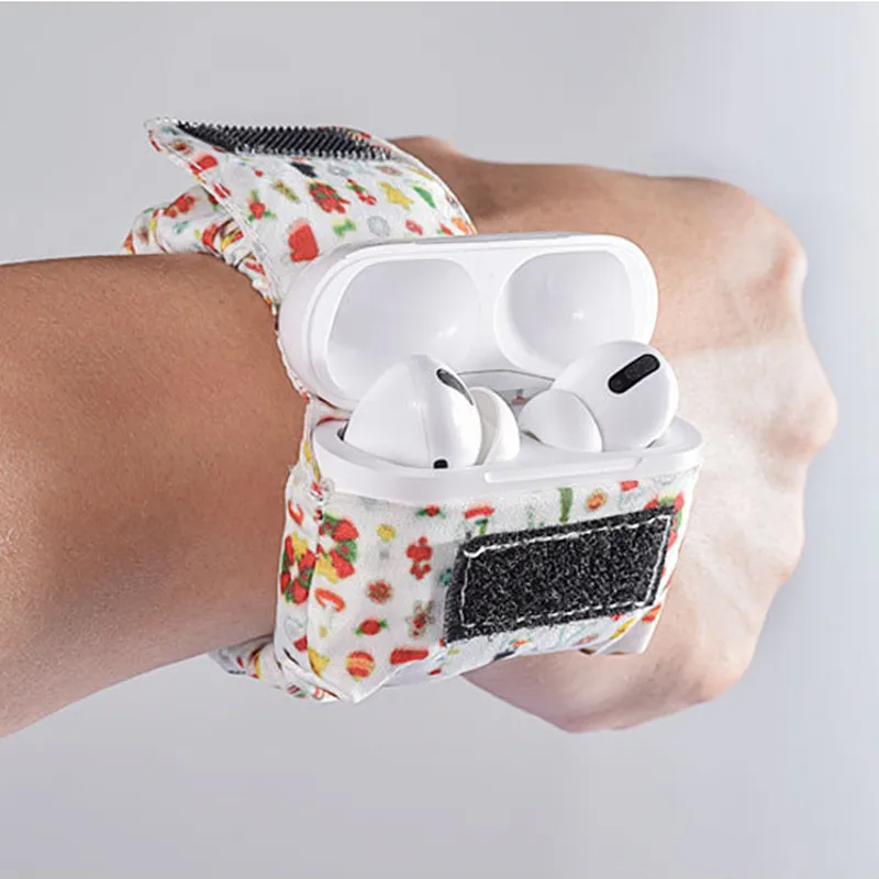 

Защитный чехол для AirPods pro 3, тканевый чехол с цветочным рисунком и ремешком на запястье, чехлы для наушников Apple Bluetooth