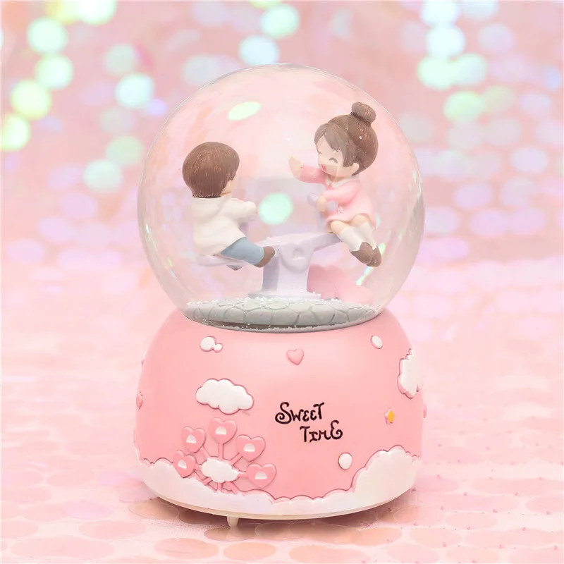Романтическая пара хрустальных снежных шаров стеклянная музыкальная шкатулка