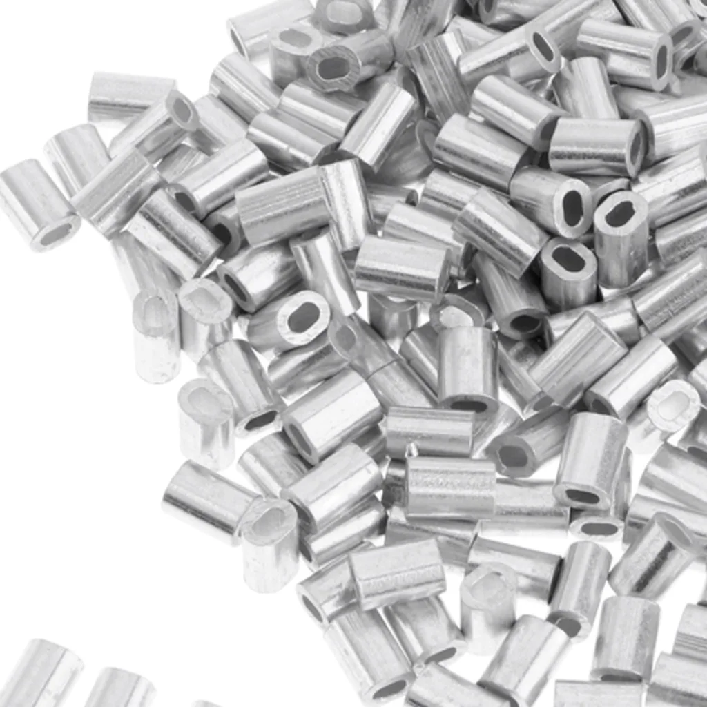 100Pcs Aluminum Fishing Crimp Sleeves Barrel Crimping Loop Sleeve Fishing Line Crimping Tube Connector Accessories 0.8-1.5mm