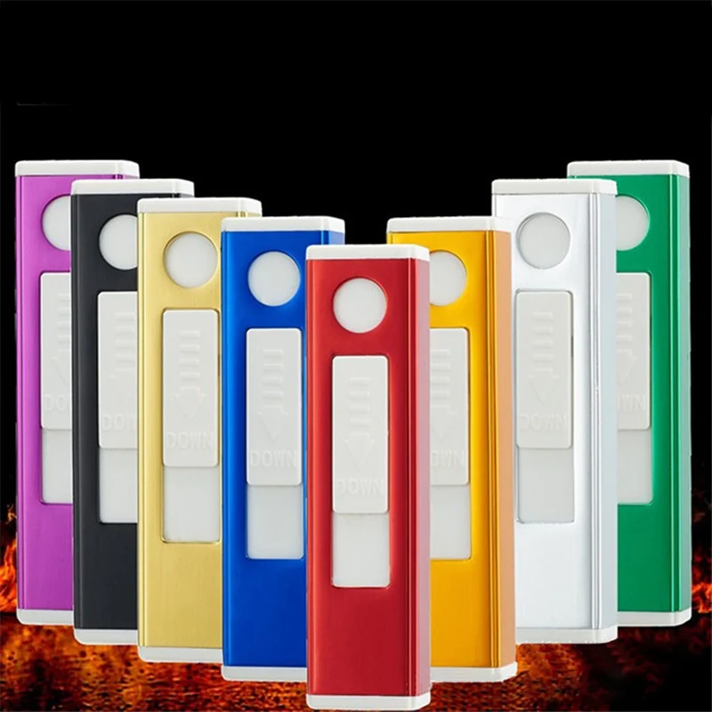 Электронная беспламенная USB перезаряжаемая Зажигалка Ветрозащитная двойная