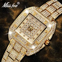 famous brand women rectangular watch missfox classic elegent diamond iced out waterproof female watches present relogio feminino