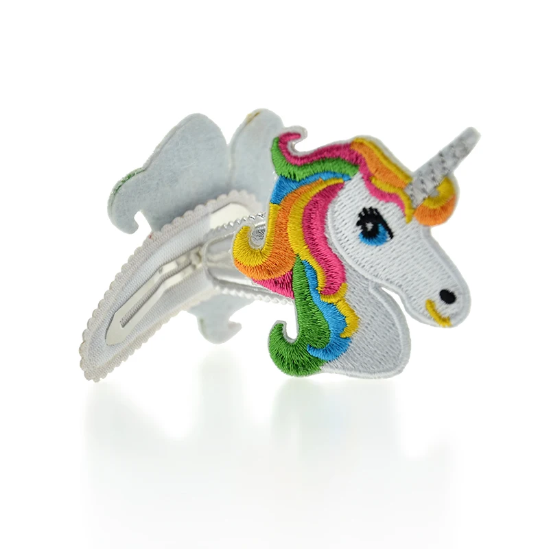 2 шт./лот заколки для волос с единорогом маленьких девочек ручная вышивка подарок
