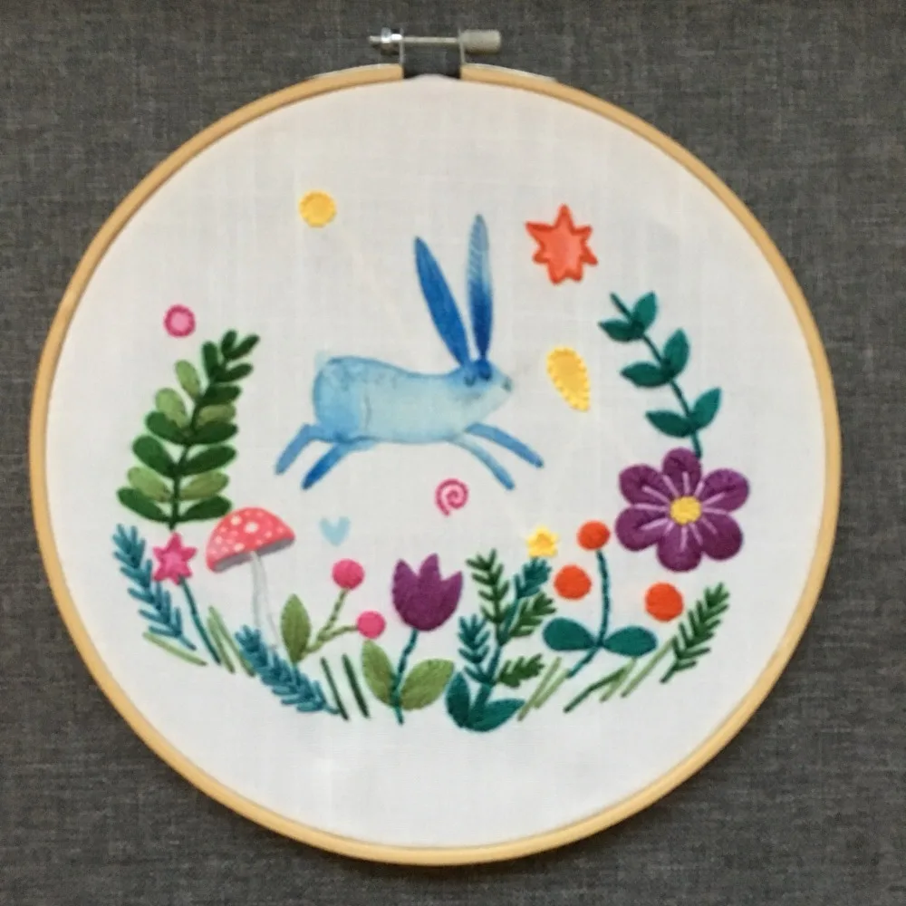 С Бамбуковые обручи мультфильм животных Набор для вышивки лентами цветы