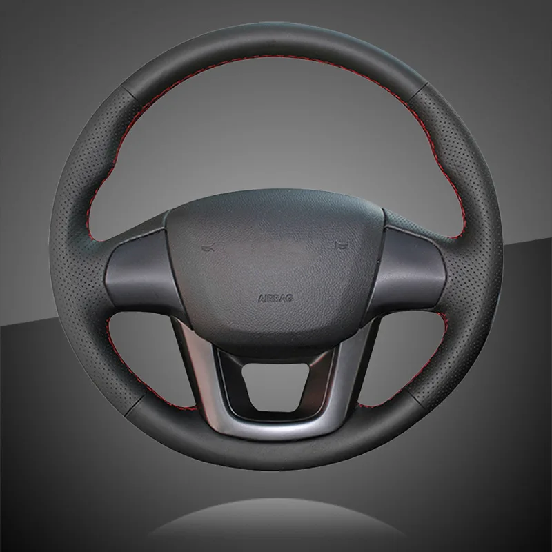 Оплетка на рулевое колесо для Kia K2 Rio 2011 2012 2013 сшитая вручную оплетка салона