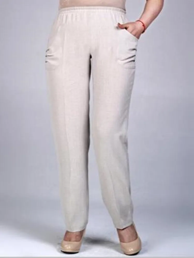 

Mother Pant Women Spring Summer Pants Elastic Waist Casual Pants Trouers Female Slim High Waist Straight Pant LK209