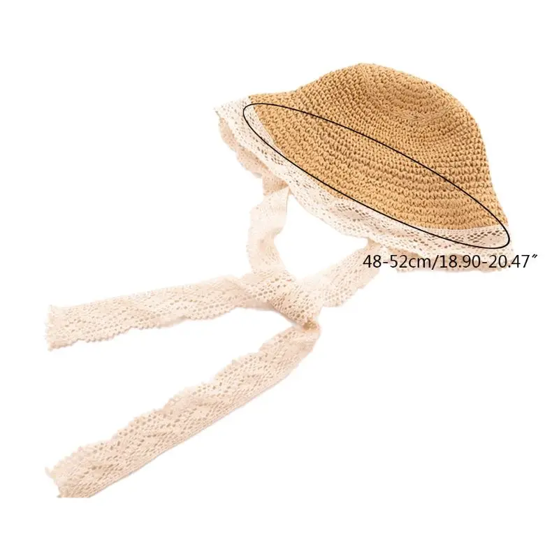 

Fashion Summer Beach Baby Girl Lace Ribbons Sun Hat Breathable Princess Kids Cute Bucket Straw Fishman Cap