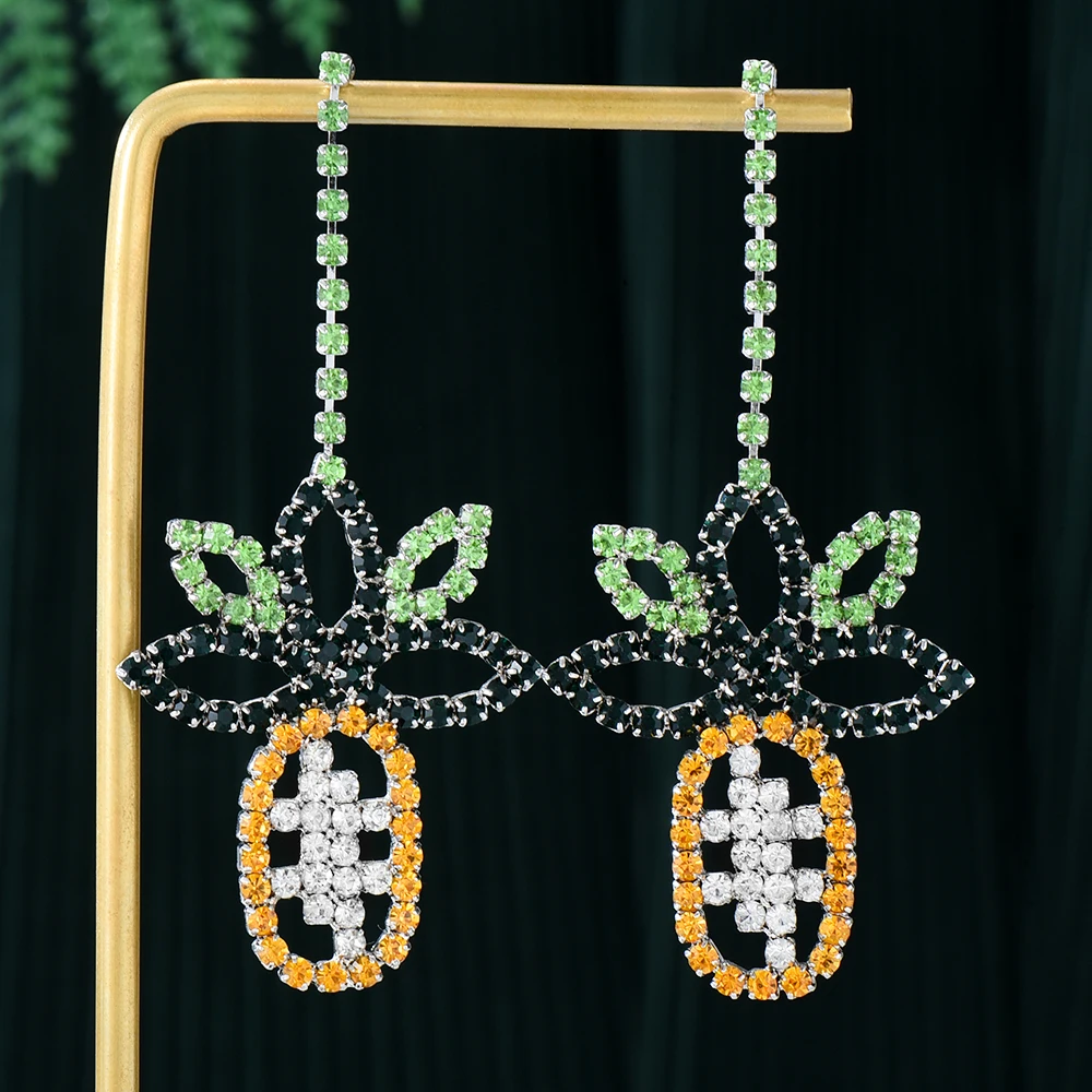 

серьги 2021 тренд Luxury Pineapple Lemon Pendant Earrings for Women Fine Jewelry Full CZ Bridal Wedding Earrings Jewelry GIFT