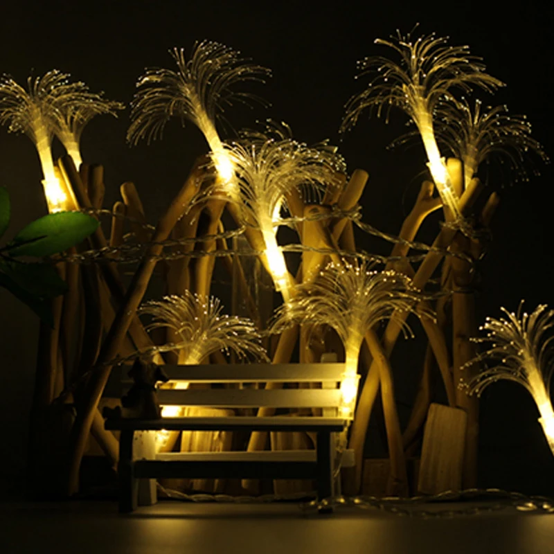 Светодиодные Рождественские огни батарея струнные волоконно оптические цветы