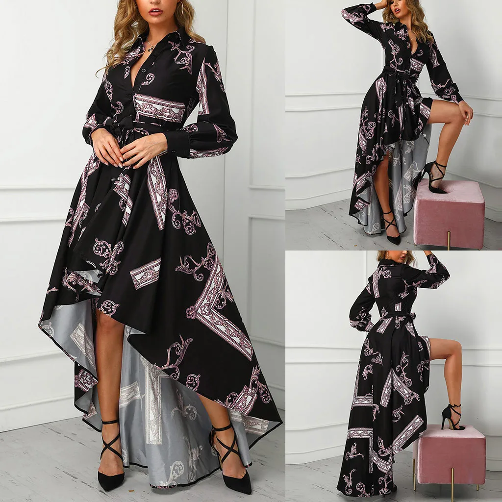 Осенне зимнее женское платье рубашка SAGACE с длинным рукавом и боковым подолом