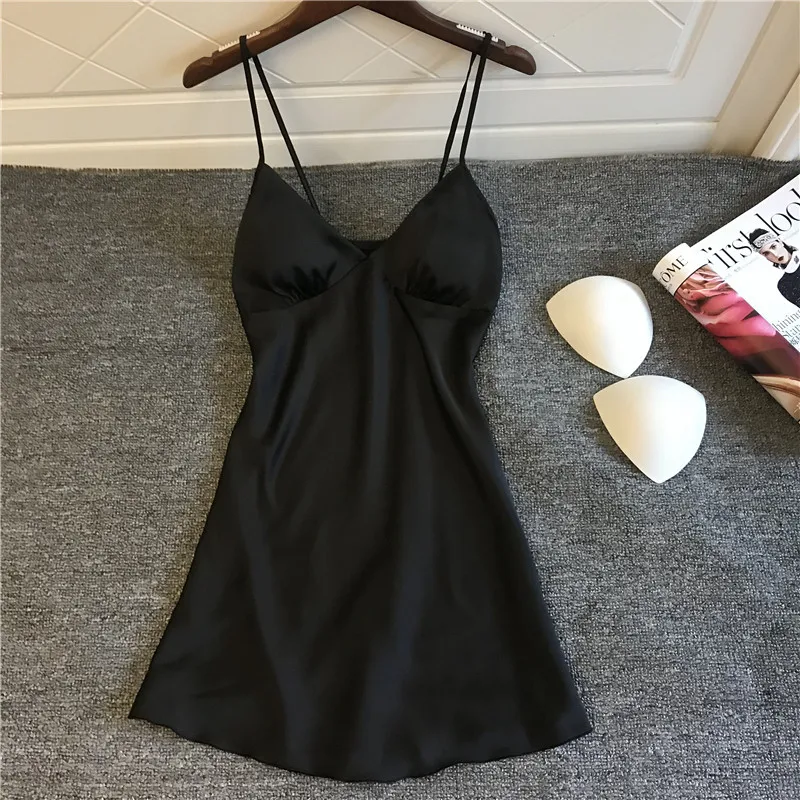 Ночная рубашка женская с V образным вырезом и бретельками|Ночные сорочки пижамы| |