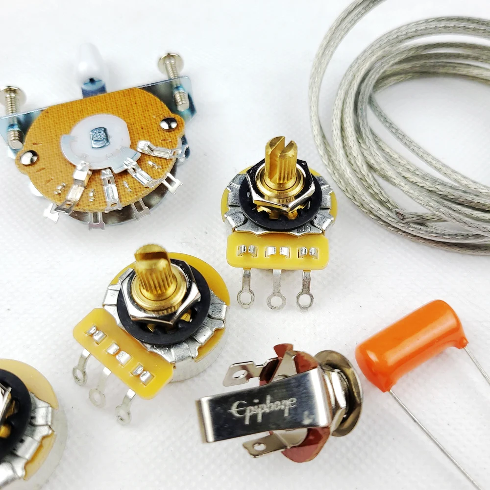 elektrische gitarre potentiometer cts 250k kupfer welle verdrahtung kit für stratocaster cde orange drop kappe schweißen linie zeichnung f