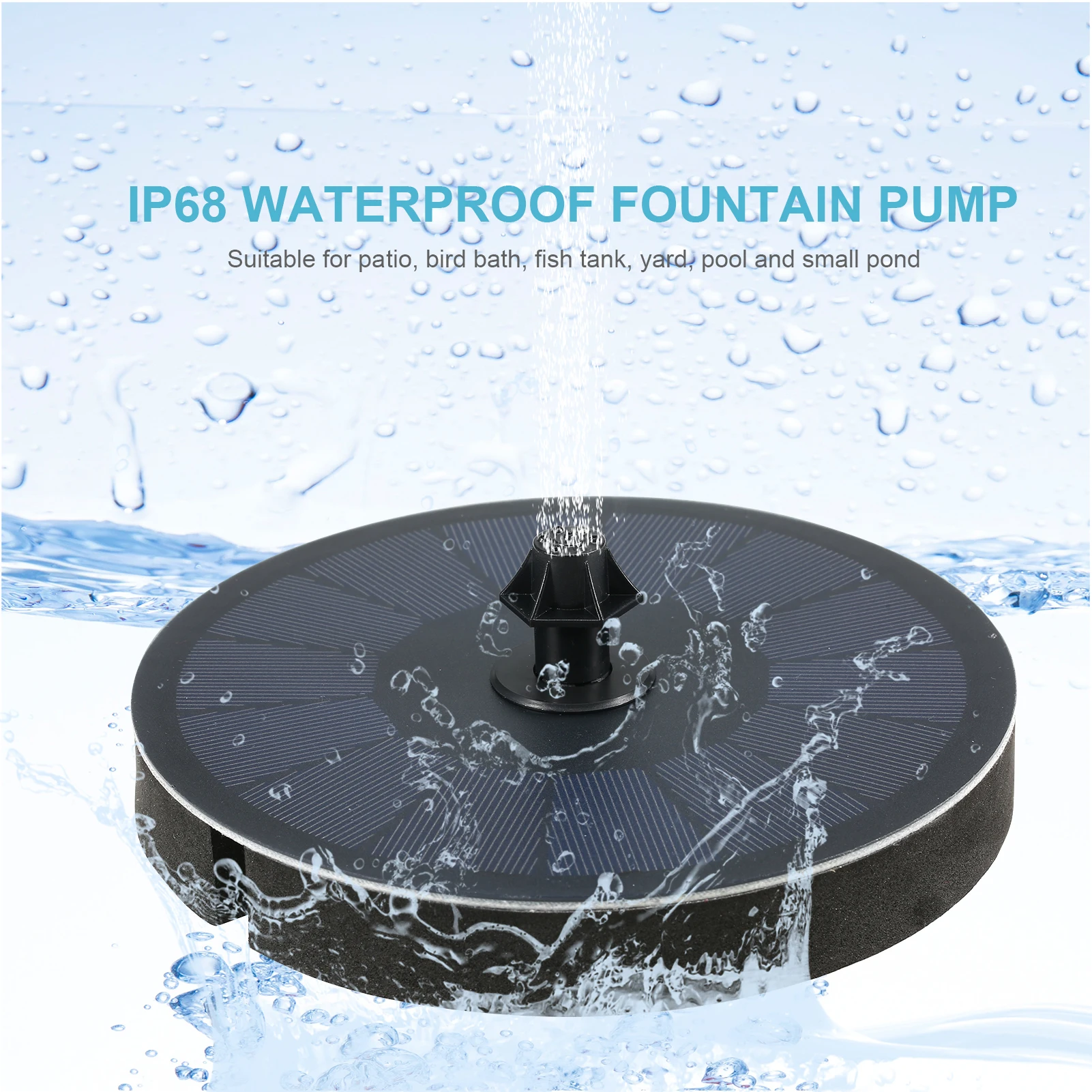 Плавающий водяной фонтан на солнечной батарее 3 Вт с 7 насадками для украшения