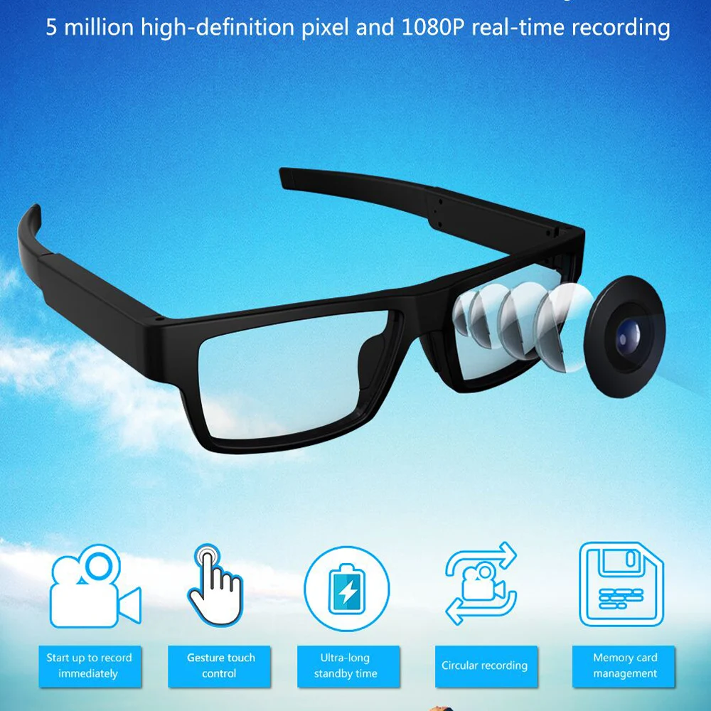 FOOANG Camera glasses camcorders portable DV Video recorder microphone HD record DVR vidicon bluetooth earphones | Электроника